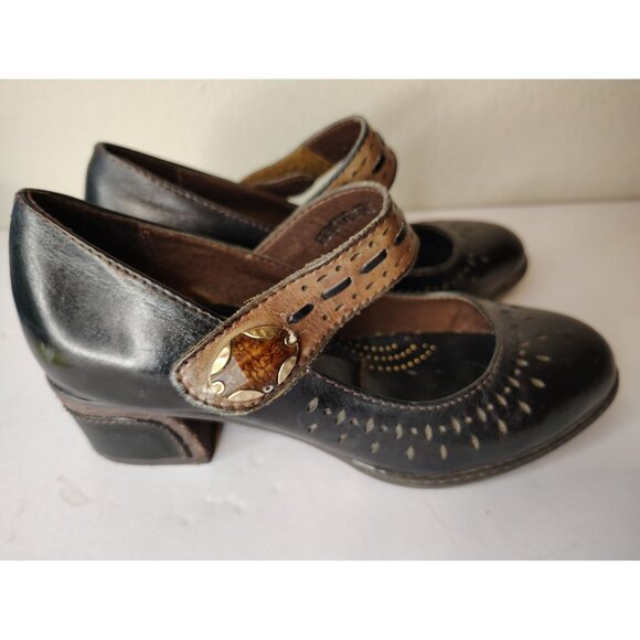 L'artiste Spring Step Black Mary Jane Shoes, Leather Size 37, Hook & Loop 6.5, 7 - Picture 4 of 8